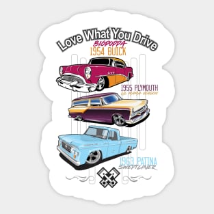 Three Classic Hot Rods Sticker